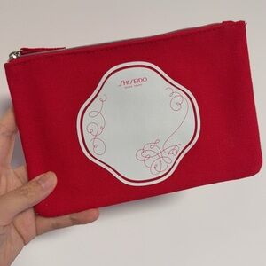 New Shiseido red canvas makeup bag/cosmetic travel bag